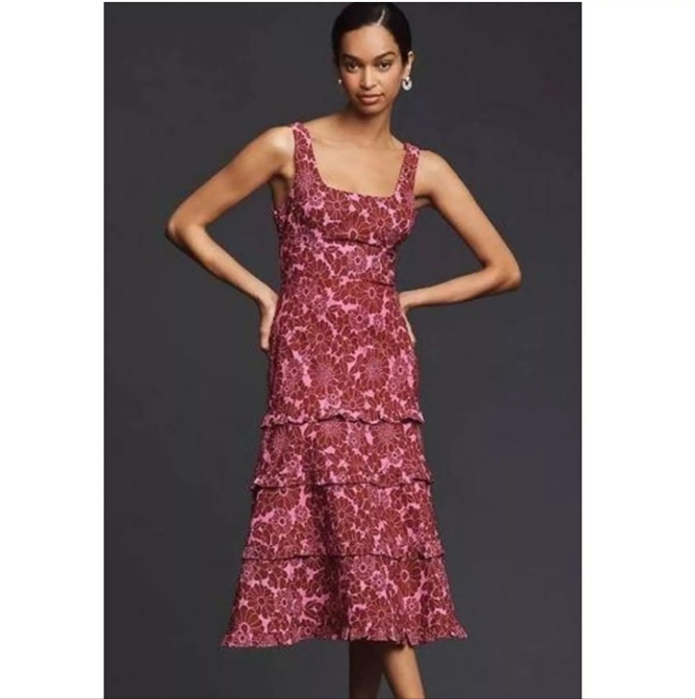 Anthropologie The Blythe Square-Neck Tiered Dress XL NWT